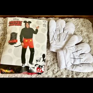 Men’s Mickey Mouse one piece Halloween Costume size L/XL with gloves